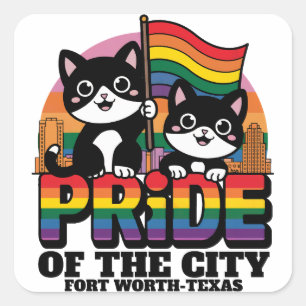Stolz der Fahne von Fort Worth City Texas USA Rege Quadratischer Aufkleber