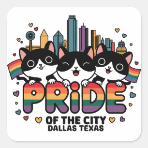 Stolz der Regenbogenflagge in Dallas City Texas US Quadratischer Aufkleber