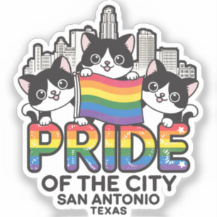 Stolz der Regenbogenflagge San Antonio City Texas  Aufkleber