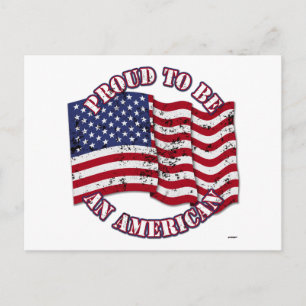 Stolz, ein Amerikaner mit USA-Flagge distressed zu Postkarte