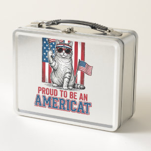 Stolz, ein amerikanischer patriotischer Katzenshir Metall Brotdose