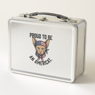 Stolz, ein amerikanischer patriotischer Katzenshir Metall Brotdose