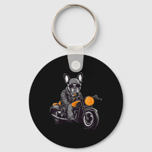 Stolz, ein Frenchie Bulldog-Motorrad zu sein Schlüsselanhänger