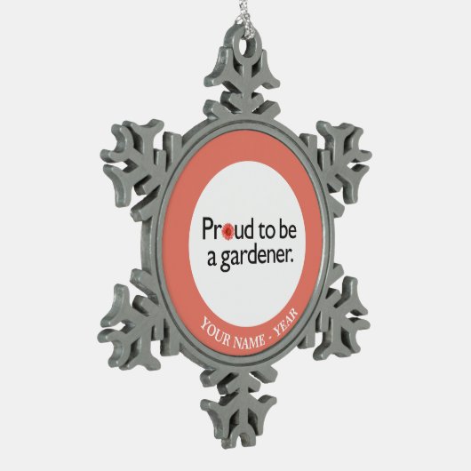 Stolz, ein Gärtner 2 zu sein Schneeflocken Zinn-Ornament (Links)