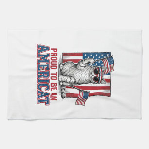 Stolz, eine amerikanische patriotische Katze zu se Geschirrtuch