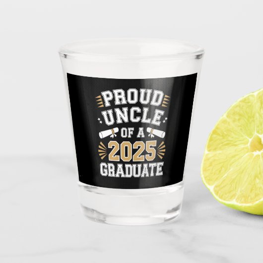 Stolz eines Abschlusses der Klasse 2025 Schnapsglas (Vorderseite)