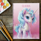 Stolz Einhorn Rotrosa Himmel, Wolken und Sterne &  Notizblock