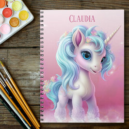 Stolz Einhorn Rotrosa Himmel, Wolken und Sterne & Notizblock