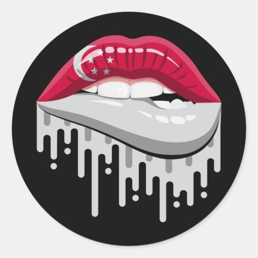 Stolz-Flagge für Singapur-Lips Runder Aufkleber (Vorderseite)