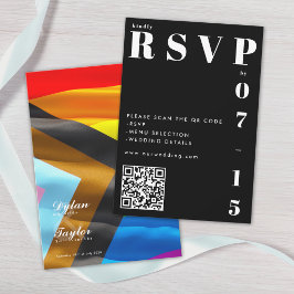 Stolz-Flagge-Typografie-Hochzeits-RSVP-QR-Code-Kar RSVP Karte