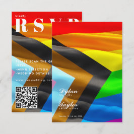 Stolz-Flagge-Typografie QR-Code-Hochzeits-RSVP-Kar RSVP Karte