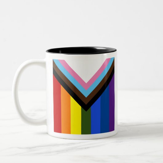 Stolz-Fortschritts-Flagge Zweifarbige Tasse (Links)