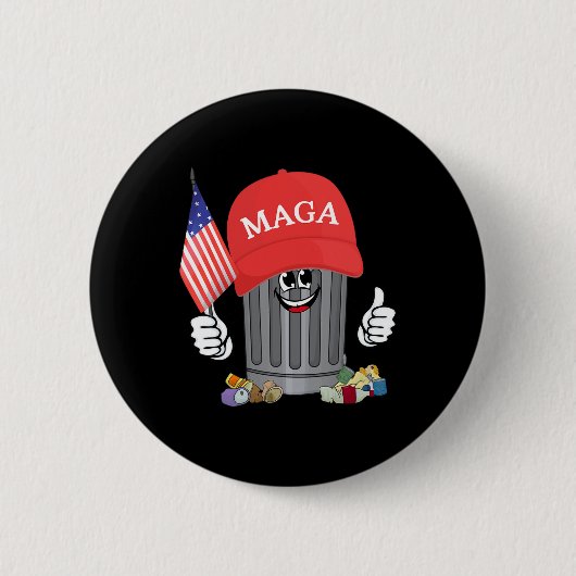 Stolz Garbage Trump Unterstützer Müll kann Cartoon Button (Vorderseite)