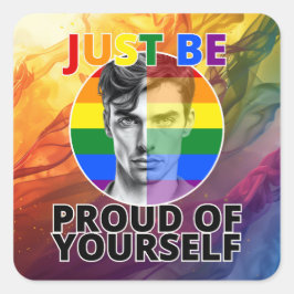 Stolz - Gay Pride Portrait von Male Quadratischer Aufkleber