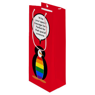 Stolz Gay sprechende Ms Penguin Personalisiert Geschenktüte Für Weinflaschen