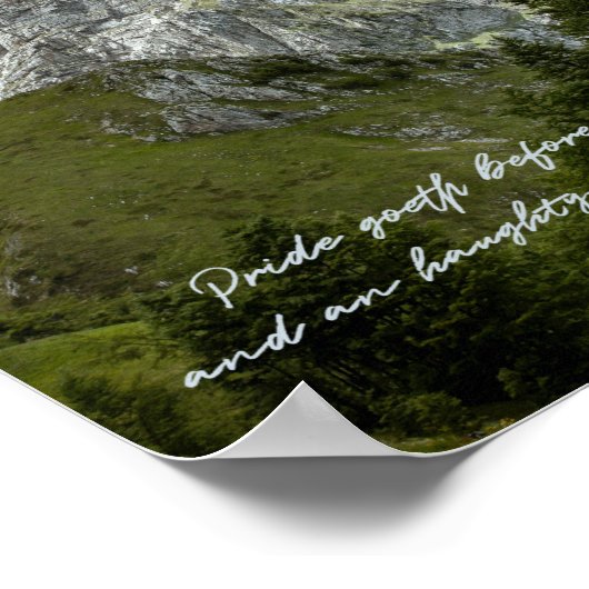 Stolz geht vor Zerstörungssprichwörtern Zitat Poster (Ecke)
