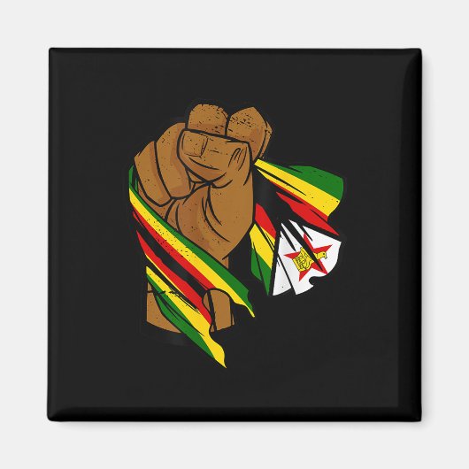 Stolz-Handfist-Flagge Simbabwes Magnet (Vorne)