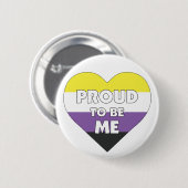 Stolz, ich bin ein nicht binäres Stolperflagge Button (Vorne & Hinten)