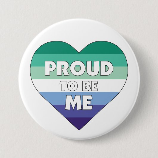 Stolz, ich LGBTQ Gay Men Stolz Herz Button (Vorderseite)