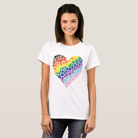 Stolz Irish Rainbow Kleeblatt Herz T-Shirt (Vorne ganz)