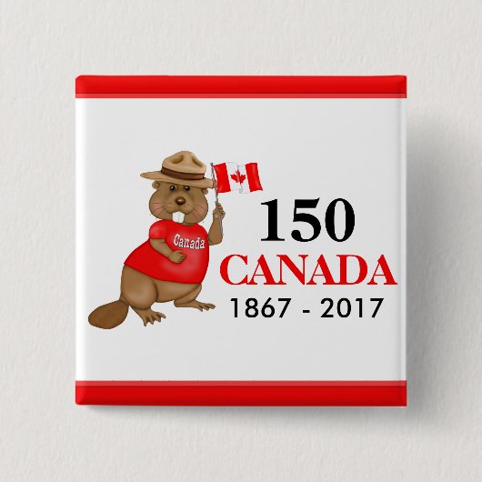 Stolz kanadischer Biber 150 Jahrestag Button (Vorderseite)