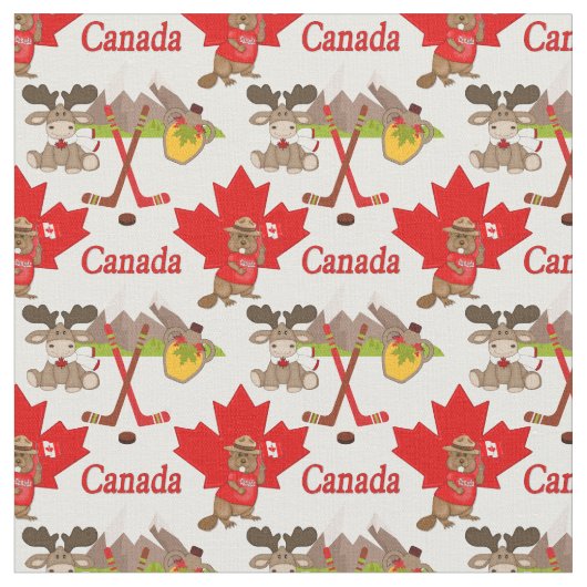 Stolz kanadischer Biber Moose Fabric Small Print Stoff (Nahaufnahme)