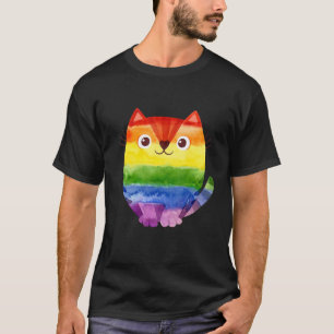 Stolz Katze LGBTQ+ Wasserfarbe Regenbogenfarben (C T-Shirt