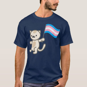 Stolz-Katze mit Transgender-Flag T-Shirt