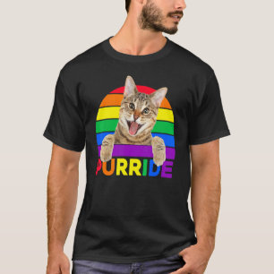Stolz Katze Purride Gay Lgbtq Regenbogen Retro Sti T-Shirt