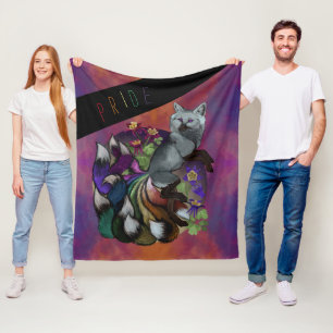 Stolz Kitsune und Columbine-Blume Fleecedecke
