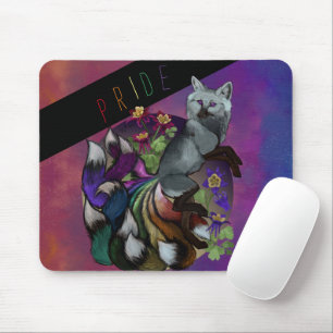Stolz Kitsune und Columbine-Blume Mousepad