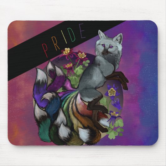 Stolz Kitsune und Columbine-Blume Mousepad (Vorne)