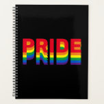 Stolz lgbt lgbtq que Gay Regenbogen schwarz Planer<br><div class="desc">Pride lgbt lgbtq que Gay Regenbogen Retro Farben Typografie schwarz modernen Planner.</div>