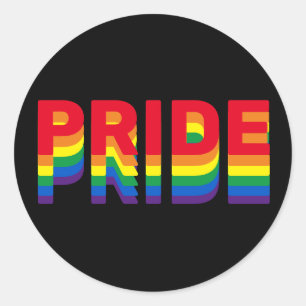 Stolz lgbt lgbtq que Gay Regenbogenfarben schwarz Runder Aufkleber