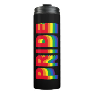 Stolz lgbt lgbtq que Gay Regenbogenfarben schwarz Thermosbecher