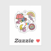 Stolz+LGBTQ. Liebe Stolz. Regenbogenherz mit Blume Aufkleber (Blatt)