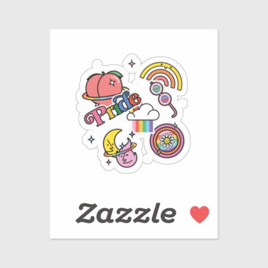 Stolz+LGBTQ. Liebe Stolz. Regenbogenherz mit Blume Aufkleber (Blatt)