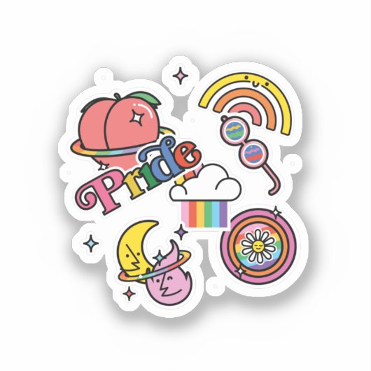 Stolz+LGBTQ. Liebe Stolz. Regenbogenherz mit Blume Aufkleber (Vorderseite)