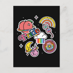 Stolz+LGBTQ. Liebe Stolz. Regenbogenherz mit Blume Postkarte