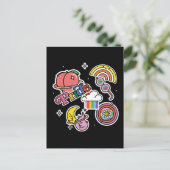 Stolz+LGBTQ. Liebe Stolz. Regenbogenherz mit Blume Postkarte (Stehend Vorderseite)