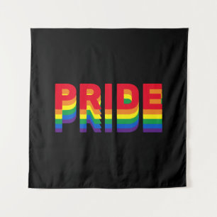 Stolz lgbtq que Gay Regenbogen Retro schwarz Wandteppich