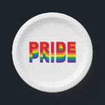 Stolz lgbtq quee Gay Regenbogen-Retrofarben Pappteller<br><div class="desc">Pride lgbt lgbtq que Gay Regenbogen Retrofarben Weißes Party Papier Teller</div>