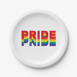 Stolz lgbtq quee Gay Regenbogen-Retrofarben Pappteller