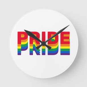 Stolz lgbtq quee Gay Regenbogen-Retrofarben Runde Wanduhr