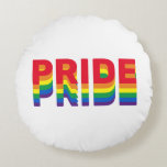 Stolz lgbtq quee Gay Regenbogen-Retrofarben Rundes Kissen<br><div class="desc">Stolz lgbtq que Gay Regenbogen Retrofarben weiß Rundkissen</div>