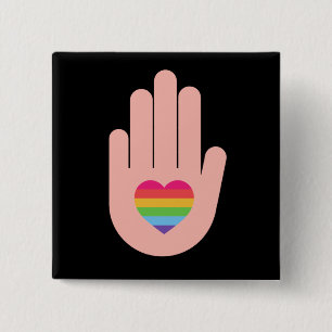 Stolz lgbtq quee Liebe. Regenbogenfarbe Button