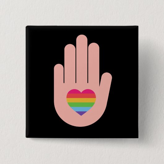 Stolz lgbtq quee Liebe. Regenbogenfarbe Button (Vorderseite)