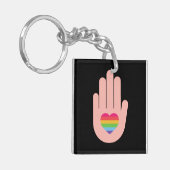 Stolz lgbtq quee Liebe. Regenbogenfarbtaste Schlüsselanhänger (Vorderseite links)
