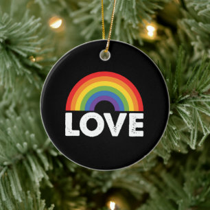 Stolz Liebe ist Liebe Gay Gleichheit Regenbogen LG Keramik Ornament