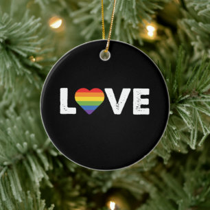 Stolz Liebe ist Liebe Gay Gleichheit Regenbogen LG Keramik Ornament